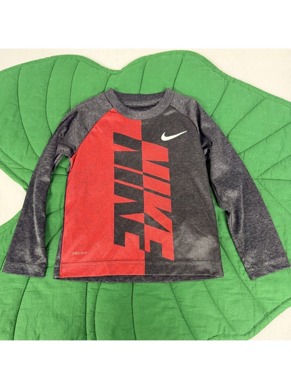 Nike Toddler 2T Gray Red Long Sleeve Dri-Fit Tee Athletic Sporty